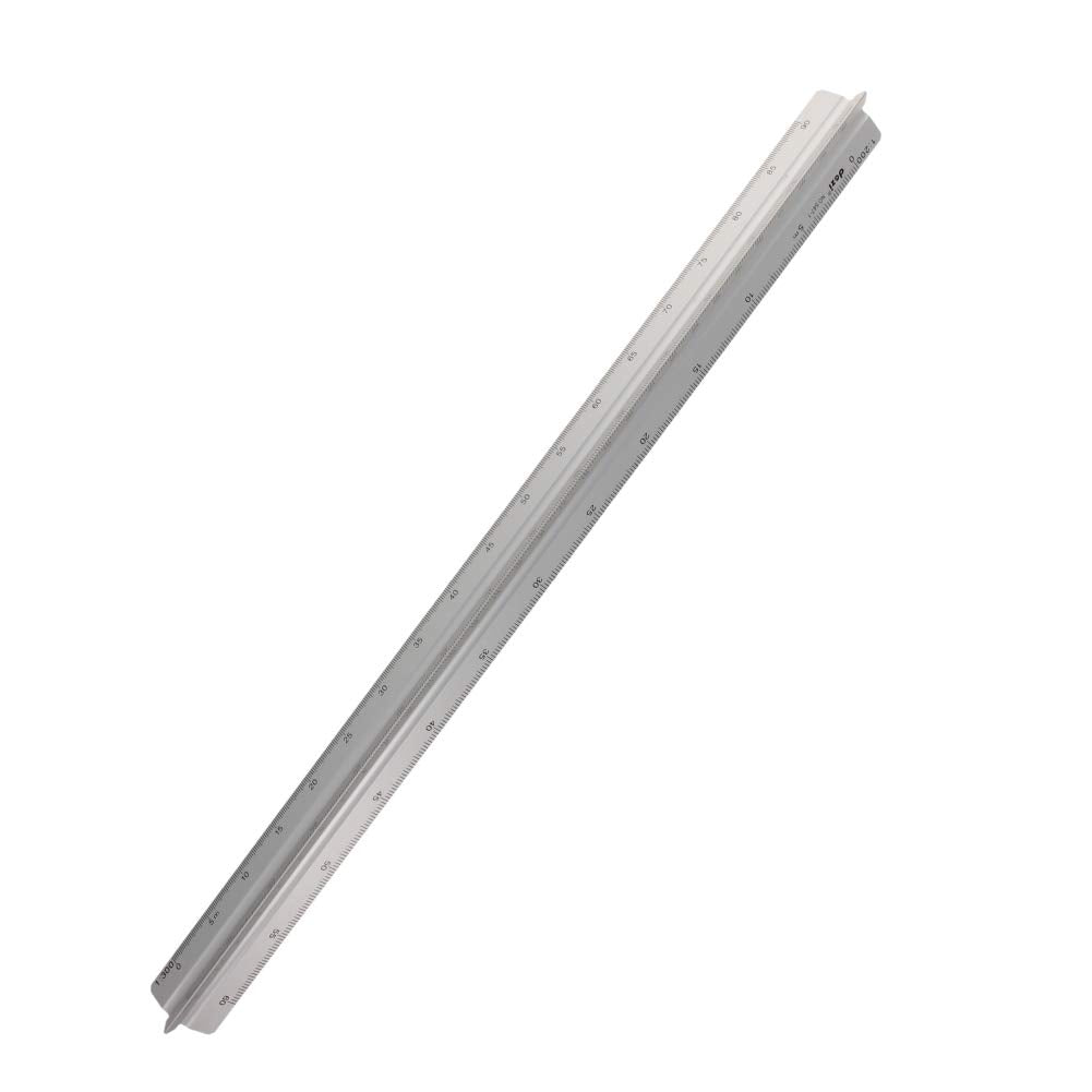 Utoolmart Triangular Ratio Scale Ruler Set,30cm / 11.8-inch Architectural Scale,Aluminum Alloy Ruler, Measuring Tool for Architects, Engineers, Draftsman and Students Silver 1 Pcs