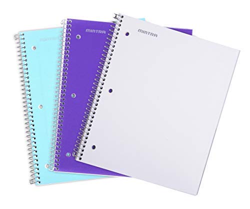 Mintra Office Durable Spiral Notebooks, 1 Subject, (Spring Pink, Sun Yellow, Arctic Ice, College Ruled 3pk)