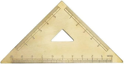 Golden Brass Ruler Stationery Set with Isosceles Triangle Right Angle Triangle Protractor 18cm Scale Measuring Tool for Drawing Drafting School Office Engineering