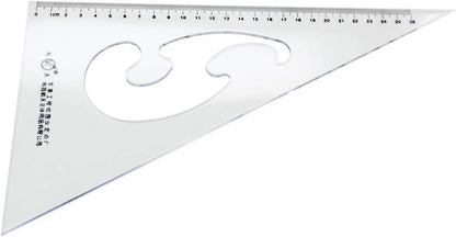 Utoolmart Triangle Ruler Set, 30cm / 11.8-inch Plexiglass Right Angle Ruler,Aluminum Alloy Triangular Ratio Scale Ruler, Measuring Tool for Drafting Drawing Learning Math Geometry Ruler 1 Pcs