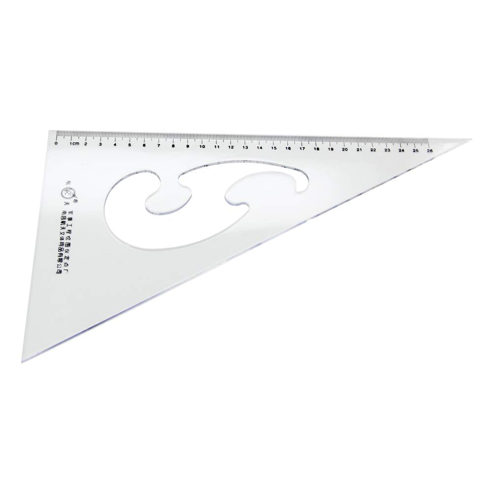 Utoolmart Triangle Ruler Set, 30cm / 11.8-inch Plexiglass Right Angle Ruler,Aluminum Alloy Triangular Ratio Scale Ruler, Measuring Tool for Drafting Drawing Learning Math Geometry Ruler 1 Pcs