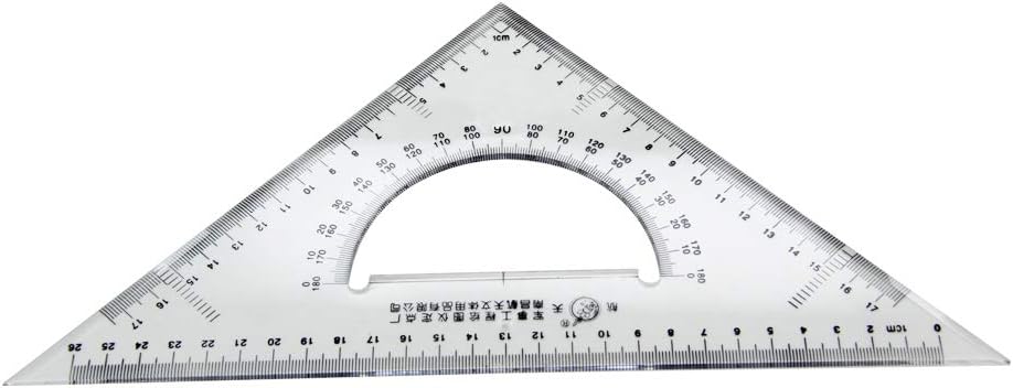 Utoolmart Triangle Ruler Set, 30cm / 11.8-inch Plexiglass Right Angle Ruler,Aluminum Alloy Triangular Ratio Scale Ruler, Measuring Tool for Drafting Drawing Learning Math Geometry Ruler 1 Pcs