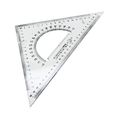 Utoolmart Triangle Ruler Set, 30cm / 11.8-inch Plexiglass Right Angle Ruler,Aluminum Alloy Triangular Ratio Scale Ruler, Measuring Tool for Drafting Drawing Learning Math Geometry Ruler 1 Pcs