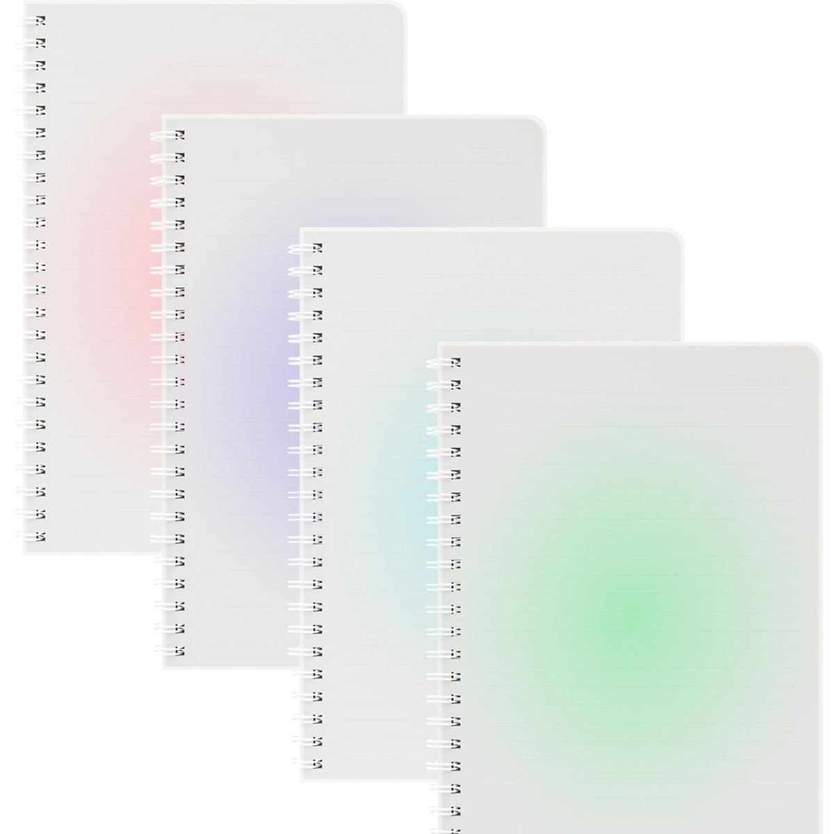 Oucaru A4 Spiral Notebook 4 Pack College Ruled Cute Pastel Notebooks