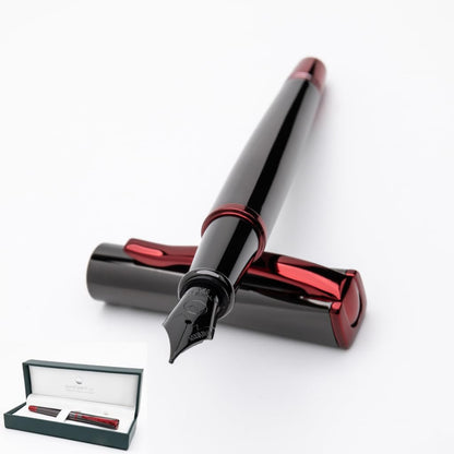 Monteverde USA Impressa Fountain Pen Gun Metal with Red Trim - Broad Point - JoWo German Nib