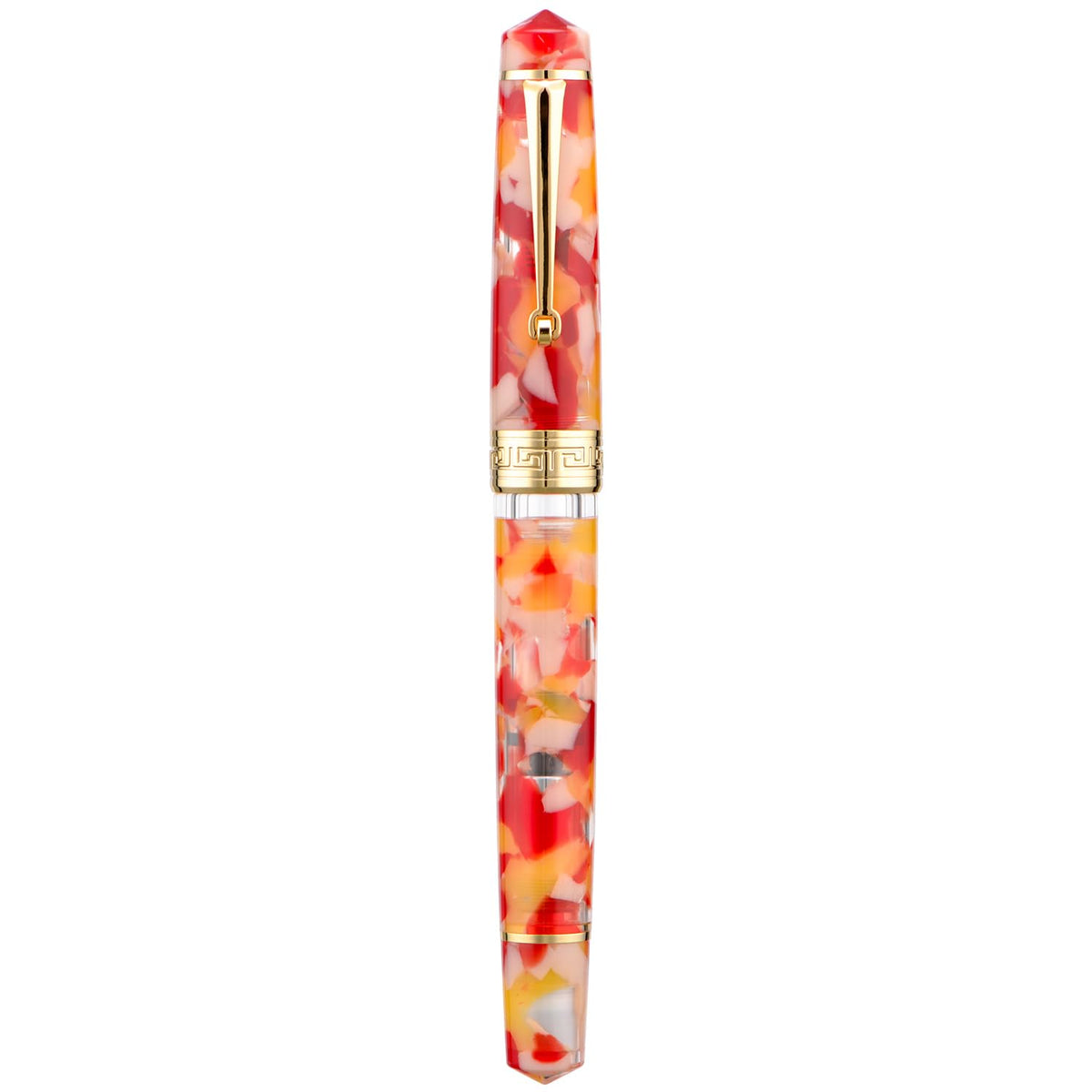 Asvine P20 Piston Fountain Pen Amber Resin, Iridium Extra Fine Nib Gold Trim Smooth Writer Collection with Case Set
