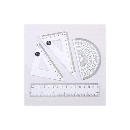 10 Pcs Ruler Set, Transparent Plastic Triangular Rulers, Protractors and Straightedge, Versatile Ruler Set for Drawing, Clear Markings, Metric and Imperial Scales, for Art Studio and Home Use