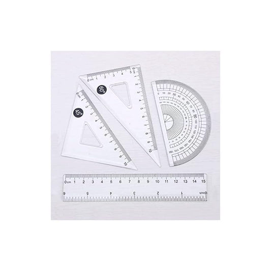 10 Pcs Ruler Set, Transparent Plastic Triangular Rulers, Protractors and Straightedge, Versatile for Drawing and Measuring, Clear Markings, Metric and Imperial Scales, Art Studio and Home Use