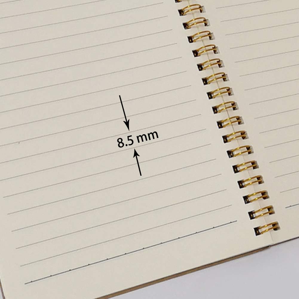 YUREE Softcover Spiral Notebook Lined/Spiral Journal, 50 Sheets (100 Pages) Wide Ruled Notebook, 10 Notebooks Per Pack, A5, 8.5" x 5.7", Brown