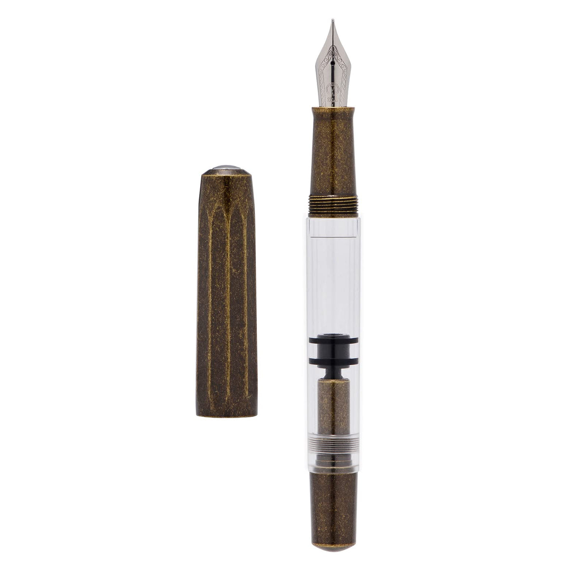 Majohn T1 Piston Fountain Pen Fine, Blue Aluminium Clear Acrylic Large Ink Capacity Writing Pen Box Set