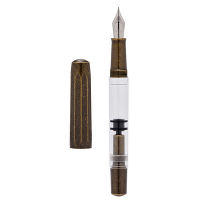 Majohn T1 Piston Fountain Pen Fine, Blue Aluminium Clear Acrylic Large Ink Capacity Writing Pen Box Set