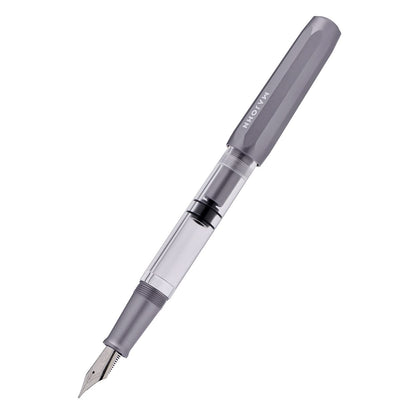 Majohn T1 Piston Fountain Pen Fine, Blue Aluminium Clear Acrylic Large Ink Capacity Writing Pen Box Set