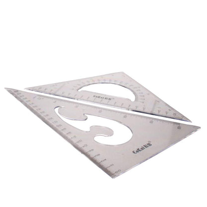 Heyiarbeit 35CM Large Triangle Ruler Square Set Plastic Triangular Scale Architectural Ruler for Students Homeschoolers Architects Engineers 1pcs