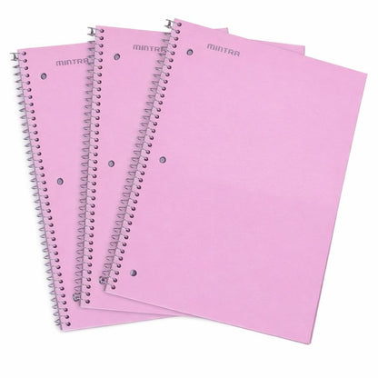 Mintra Office Durable Spiral Notebooks, 1 Subject, (Spring Pink, Sun Yellow, Arctic Ice, College Ruled 3pk)