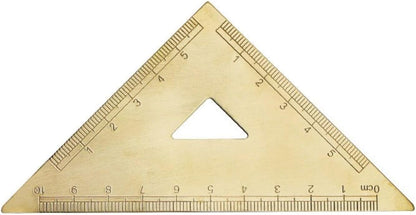 Solid Brass Golden Ruler Kit With Isosceles Triangle, Right Angle Triangle, 18Cm Measuring Scale And Protractor For School Or Office Use