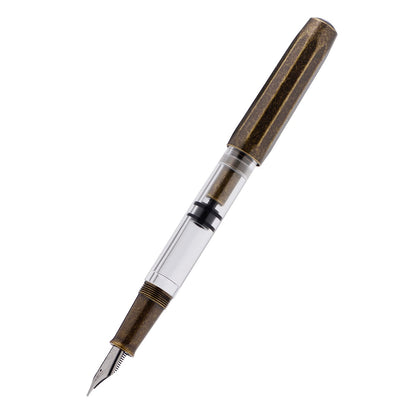 Majohn T1 Piston Fountain Pen Fine, Blue Aluminium Clear Acrylic Large Ink Capacity Writing Pen Box Set