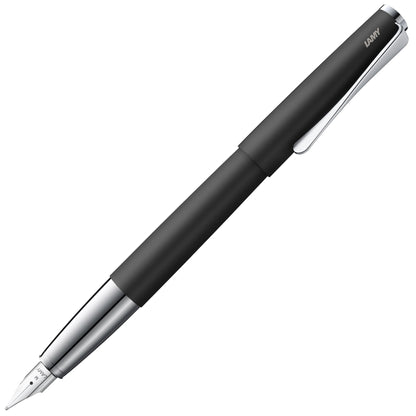 Lamy studio brushed - Fountain Pen in elegant metal body - steel nib, partially platinum-plated & in nib size M - incl T 10 blue ink cartridge