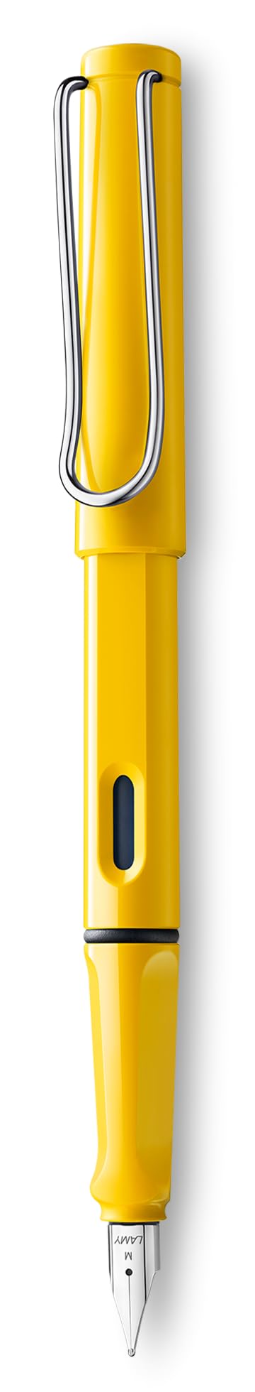 LAMY safari yellow - Fountain Pen with ergonomic grip & polished steel nib in size M - ideal for any Writing & Calligraphy - including LAMY T 10 blue cartridge - Right-Handed