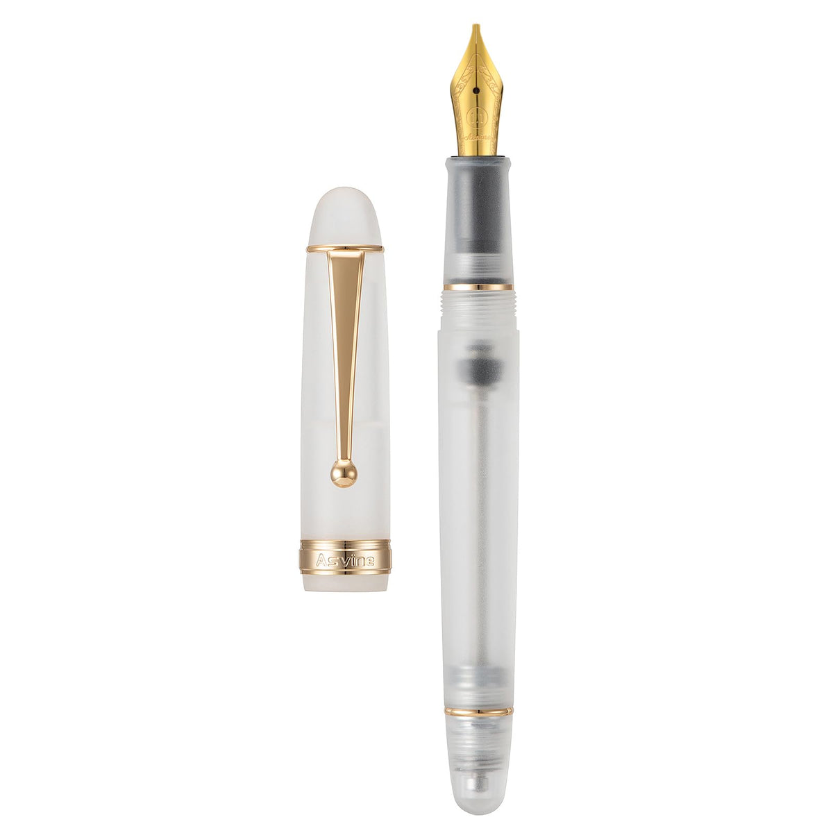 Asvine V126 Vacuum Filling Fountain Pen Extra Fine Nib, Transparent Clear Acrylic, Large-Capacity with Gift Case