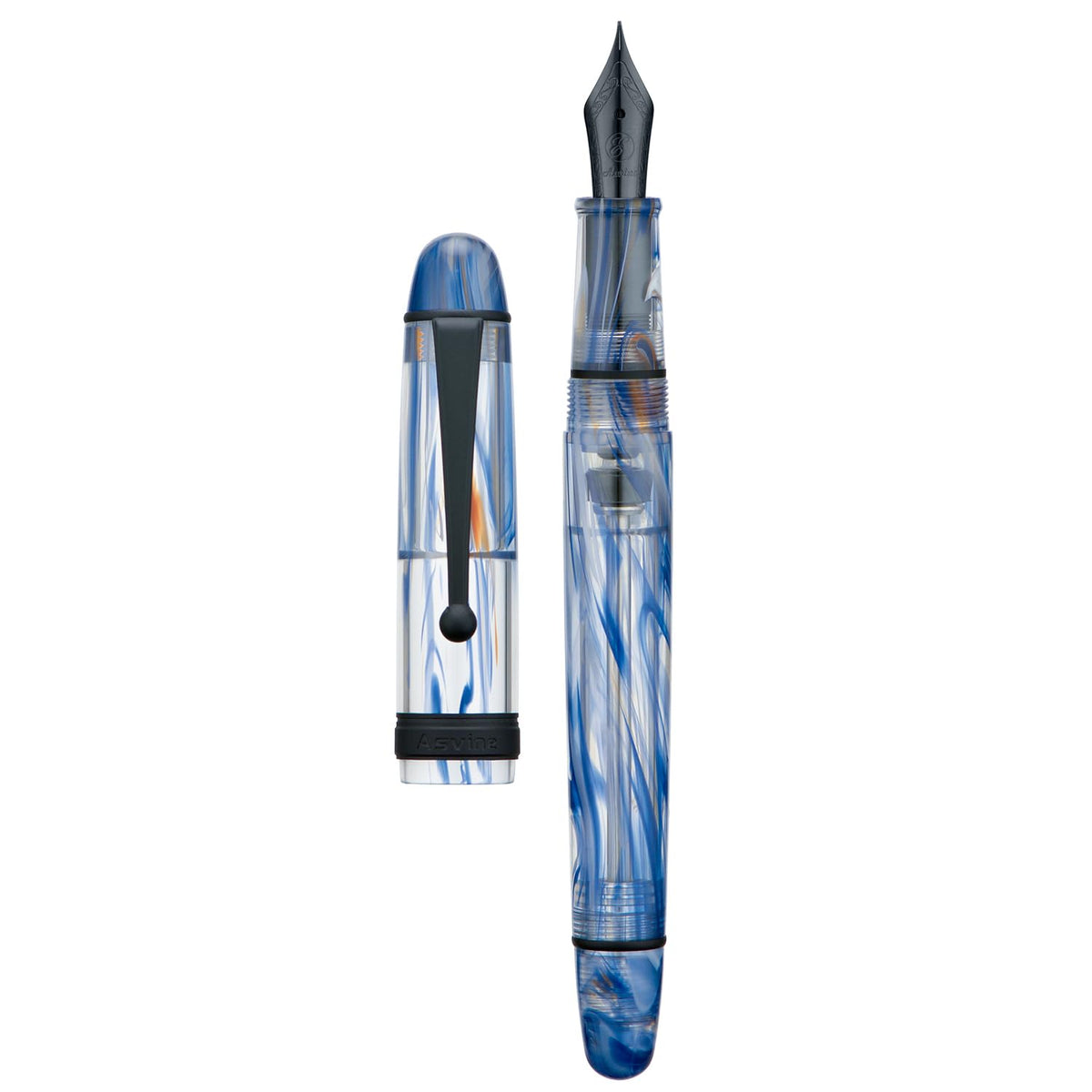 Asvine V126 Vacuum Filling Fountain Pen Extra Fine Nib, Transparent Clear Acrylic, Large-Capacity with Gift Case