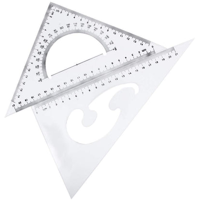 Utoolmart Triangle Ruler Set, 30cm / 11.8-inch Plexiglass Right Angle Ruler,Aluminum Alloy Triangular Ratio Scale Ruler, Measuring Tool for Drafting Drawing Learning Math Geometry Ruler 1 Pcs
