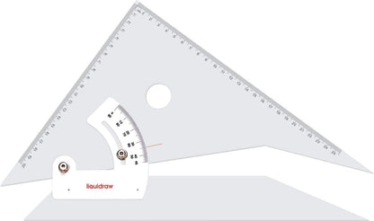 Liquidraw Adjustable Set Square, Clear Acrylic Triangle Ruler, 12in / 30cm