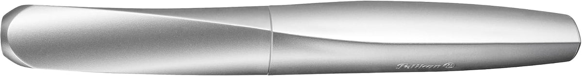 Pelikan Twist Fountain Pen with 1 Ink Cartridge, Medium Nib, Silver, Boxed (947101)