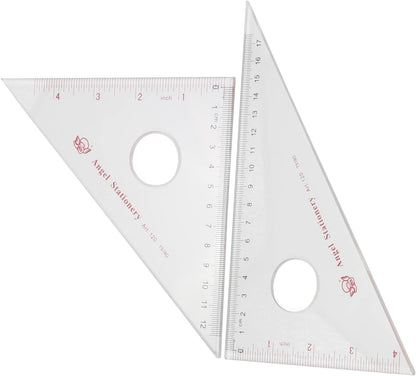 Clear 45/90 30/60 Triangular Set Plexiglass Metric/Inch 12cm/4.72 Inch 45/90 and 17cm/6.69 Inch 30/60 Degree Triangle for Learning 1 Set