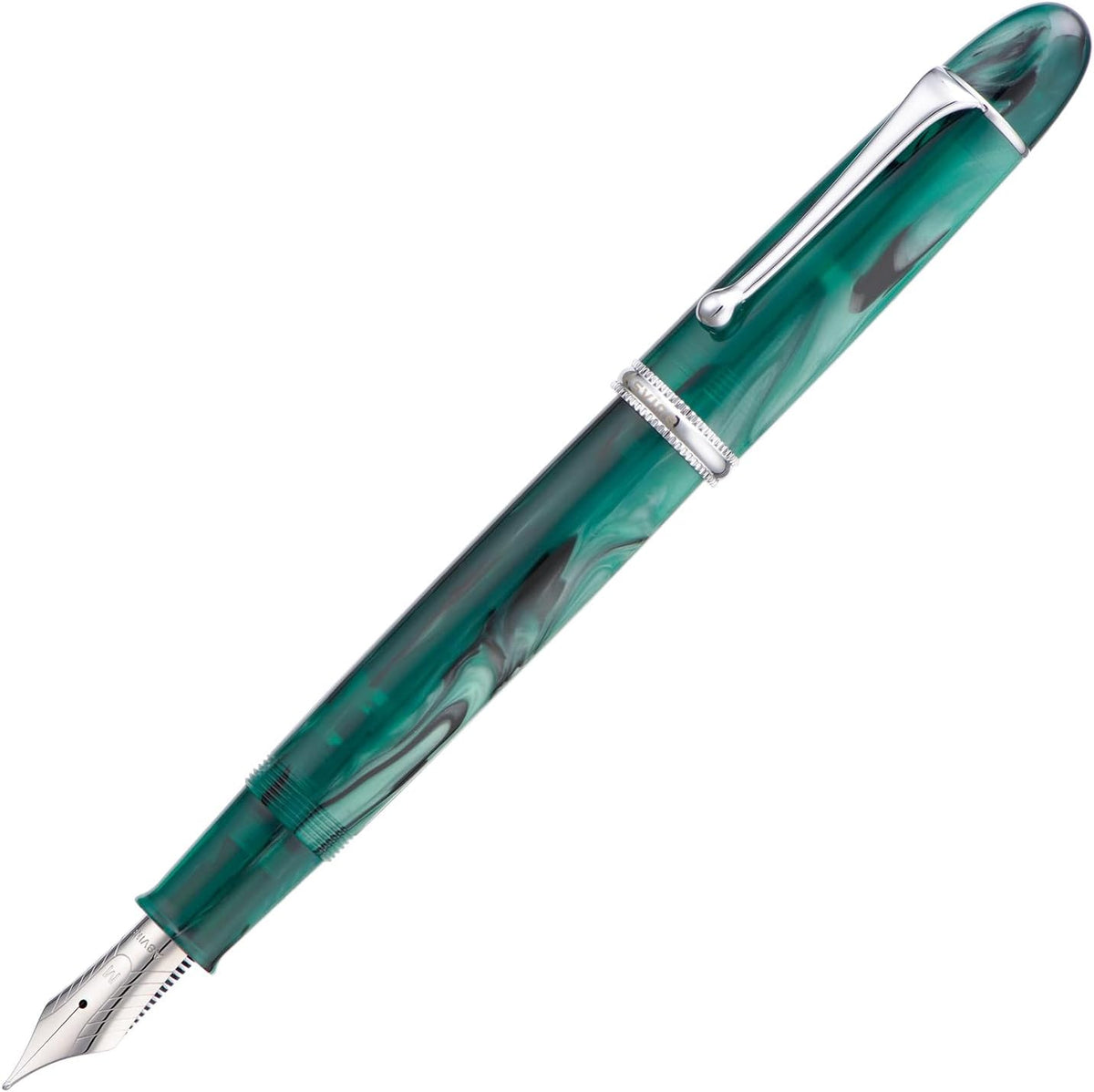 Asvine V800 Fountain Pen – Vacuum Filling System with Large Ink Capacity – Smooth Number 8 Fine Nib with Gift Case and Wrench- Green Acrylic
