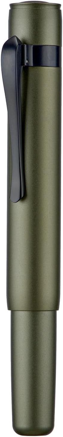 HONG DIAN M2 Black Forest Mini Fountain Pen, Extra Fine Soft Nib & Sleek Shape Aluminium Short Pocket Travel Pen (Army Green)
