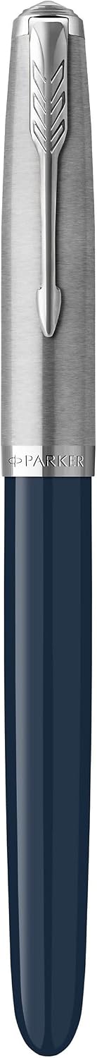 Parker 51 Fountain Pen, Midnight Blue Barrel, Chrome Trim, Fine Nib, Black Ink Cartridge, Gift Box