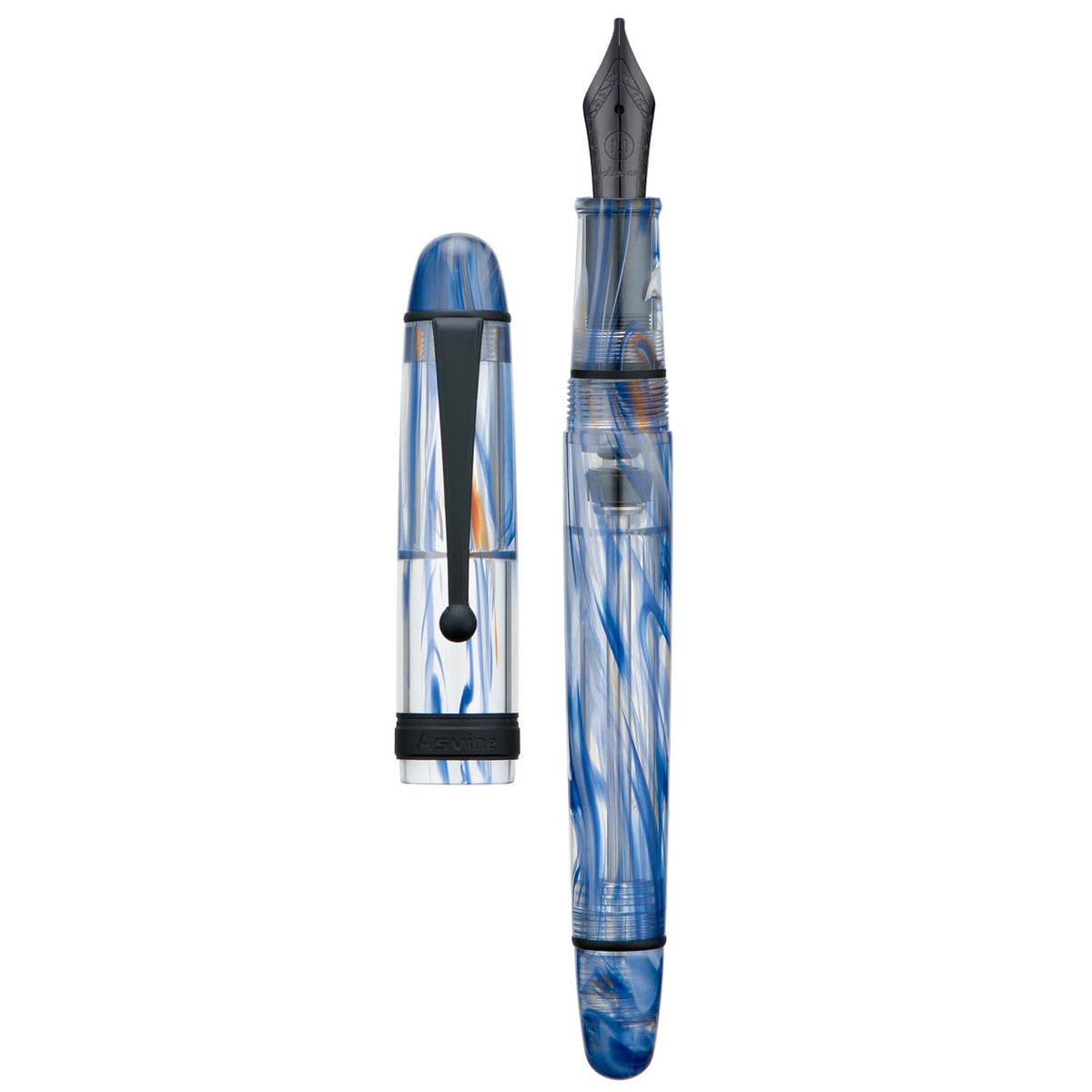 Asvine V126 Vacuum Filling Fountain Pen Extra Fine Nib, Transparent Clear Acrylic, Large-Capacity with Gift Case