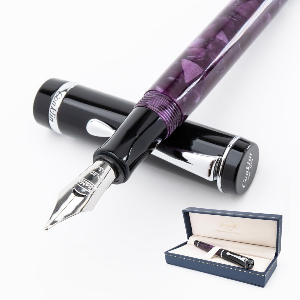Conklin Duragraph Fountain Pen Ice Blue - Fine Nib, Elegant Writing Instrument with Cool Blue Finish