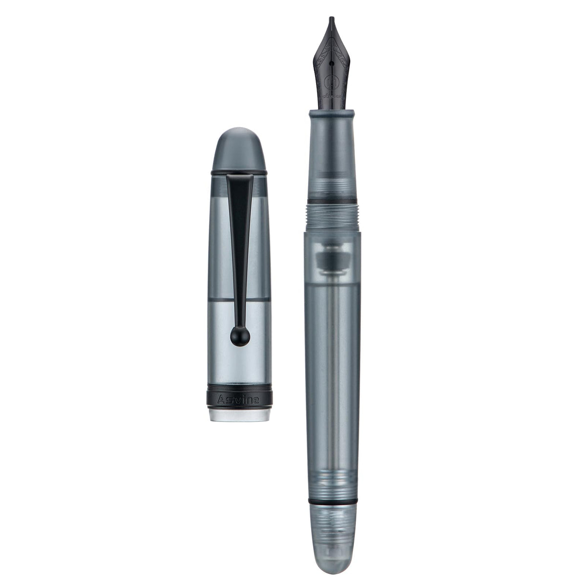 Asvine V126 Vacuum Filling Fountain Pen Extra Fine Nib, Transparent Clear Acrylic, Large-Capacity with Gift Case