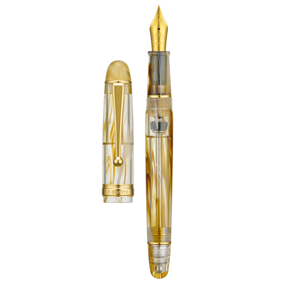 Asvine V126 Vacuum Filling Fountain Pen Extra Fine Nib, Transparent Clear Acrylic, Large-Capacity with Gift Case