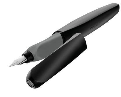 Pelikan Twist Fountain Pen with 1 Ink Cartridge, Medium Nib, Silver, Boxed (947101)