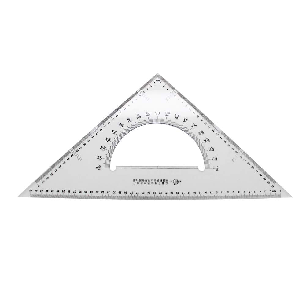 Utoolmart Triangle Ruler Set, 30cm / 11.8-inch Plexiglass Right Angle Ruler,Aluminum Alloy Triangular Ratio Scale Ruler, Measuring Tool for Drafting Drawing Learning Math Geometry Ruler 1 Pcs