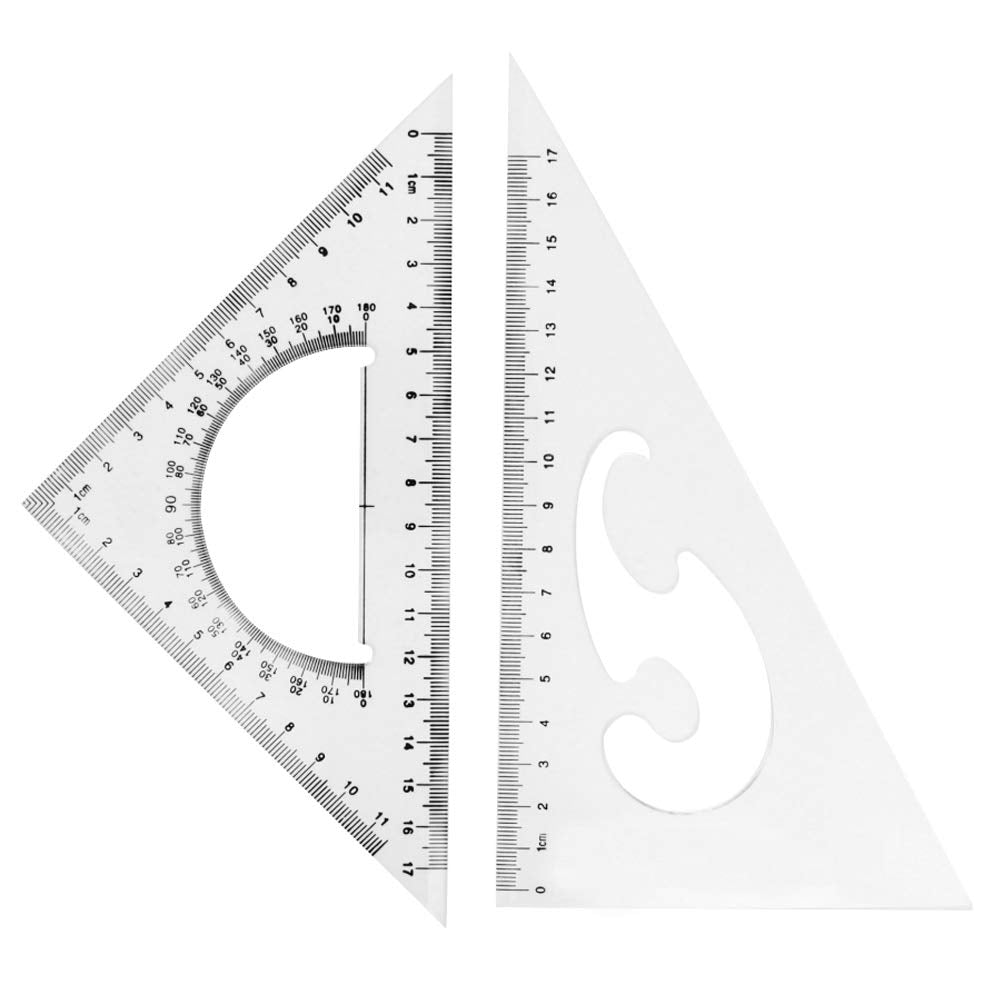 Utoolmart Triangle Ruler Set, 30cm / 11.8-inch Plexiglass Right Angle Ruler,Aluminum Alloy Triangular Ratio Scale Ruler, Measuring Tool for Drafting Drawing Learning Math Geometry Ruler 1 Pcs