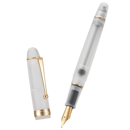 Asvine V126 Vacuum Filling Fountain Pen Extra Fine Nib, Transparent Clear Acrylic, Large-Capacity with Gift Case