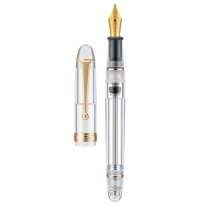 Asvine V126 Vacuum Filling Fountain Pen Extra Fine Nib, Transparent Clear Acrylic, Large-Capacity with Gift Case