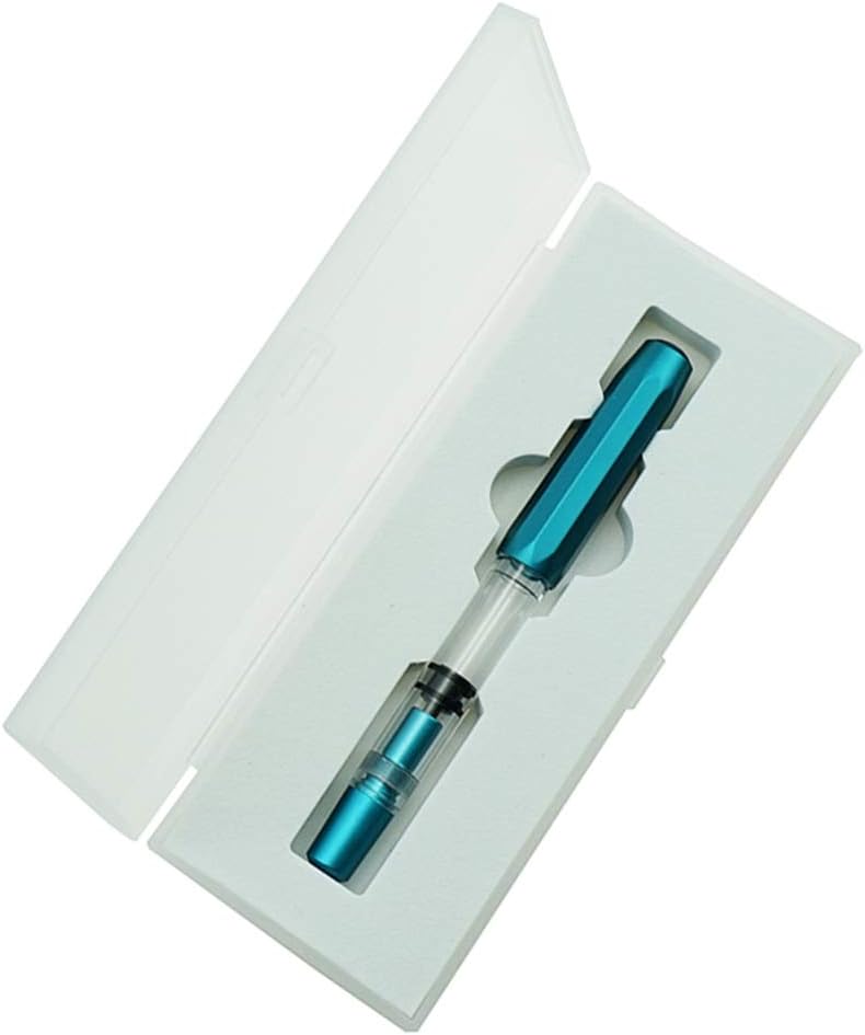 Majohn T1 Piston Fountain Pen Fine, Blue Aluminium Clear Acrylic Large Ink Capacity Writing Pen Box Set
