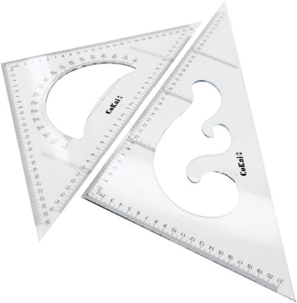 35CM Large Triangle Ruler Square Set Plastic Triangular Scale Architectural Ruler for Students Homeschoolers Architects Engineers 1pcs