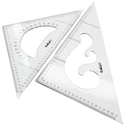 Jutagoss 40CM Large Triangle Ruler Square Set Plastic Triangular Scale Architectural Ruler for Students Homeschoolers Architects Engineers 1pcs