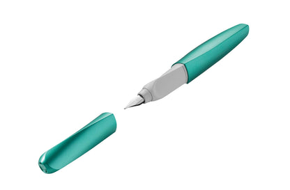 Pelikan Twist Fountain Pen with 1 Ink Cartridge, Medium Nib, Silver, Boxed (947101)