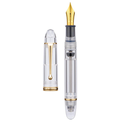 Asvine V800 Fountain Pen – Vacuum Filling System with Large Ink Capacity – Smooth Number 8 Fine Nib with Gift Case and Wrench- Green Acrylic
