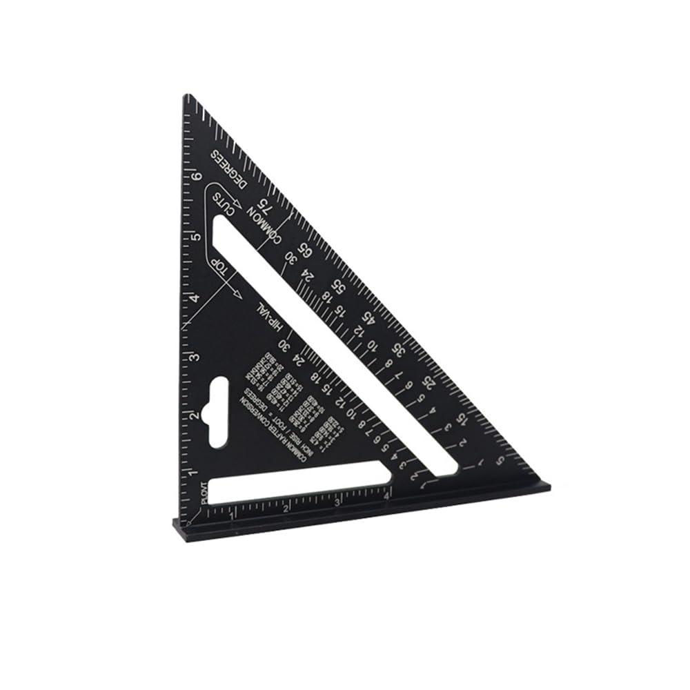 7Inch Triangle Ruler Measurement Tool Aluminium Alloy Carpenter Set Square Angle Woodworking Tools Try Square Triangular Metric Imperial (Metric)