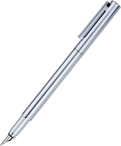 Hongdian 516 Stainless Steel Fountain Pen Fine Nib, Classic Design with Converter and Pen Pouch