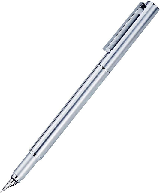 Hongdian 516 Stainless Steel Fountain Pen Fine Nib, Classic Design with Converter and Pen Pouch