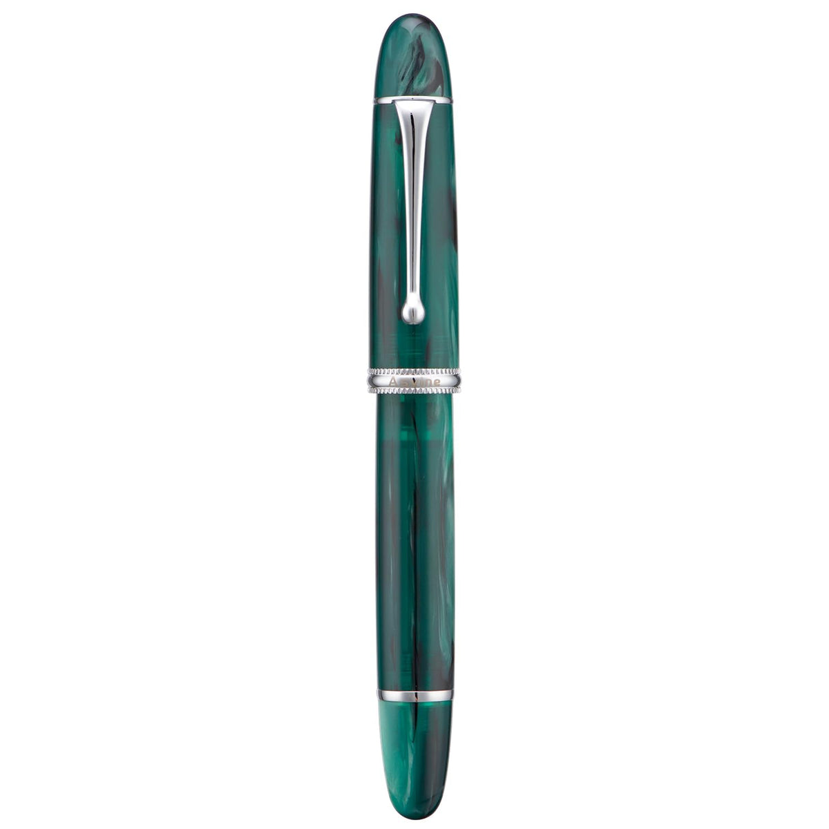 Asvine V800 Fountain Pen – Vacuum Filling System with Large Ink Capacity – Smooth Number 8 Fine Nib with Gift Case and Wrench- Green Acrylic