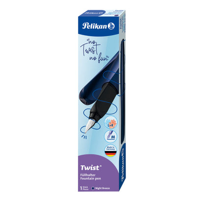 Pelikan Twist Fountain Pen with 1 Ink Cartridge, Medium Nib, Silver, Boxed (947101)
